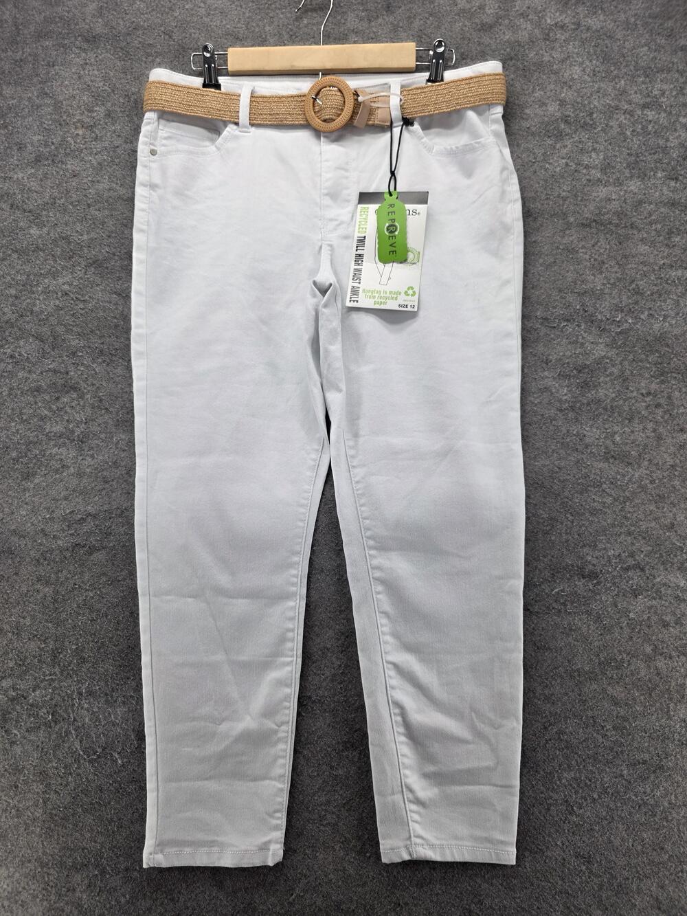 D. Jeans Jeans Womens 12 White Slim Ankle High Rise Stretch Denim 27.5 Inseam